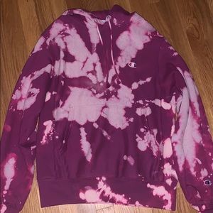 Purple champion hoodie bleached